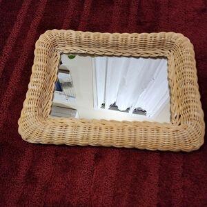 Vintage Wicker Mirror 16x12
